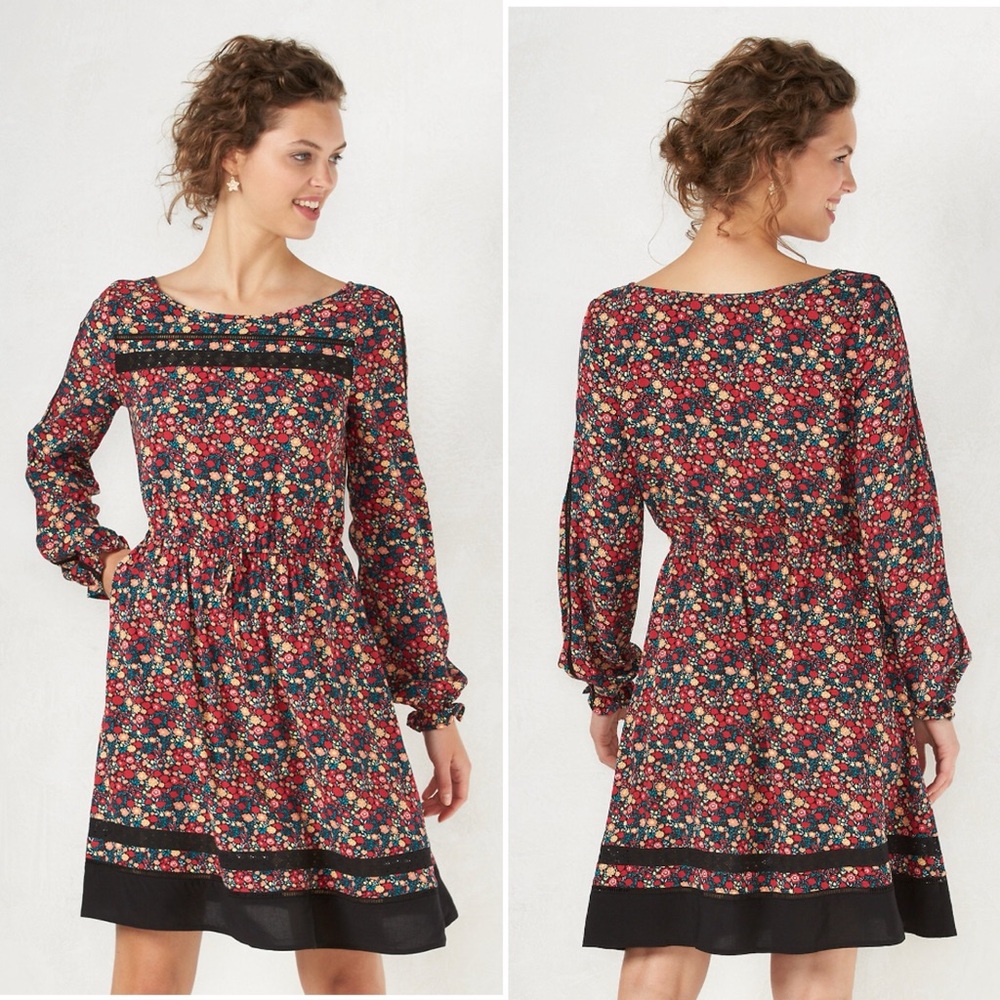 Women's LC Lauren Conrad Long Sleeve Floral Dress - S - Picture 1 of 9